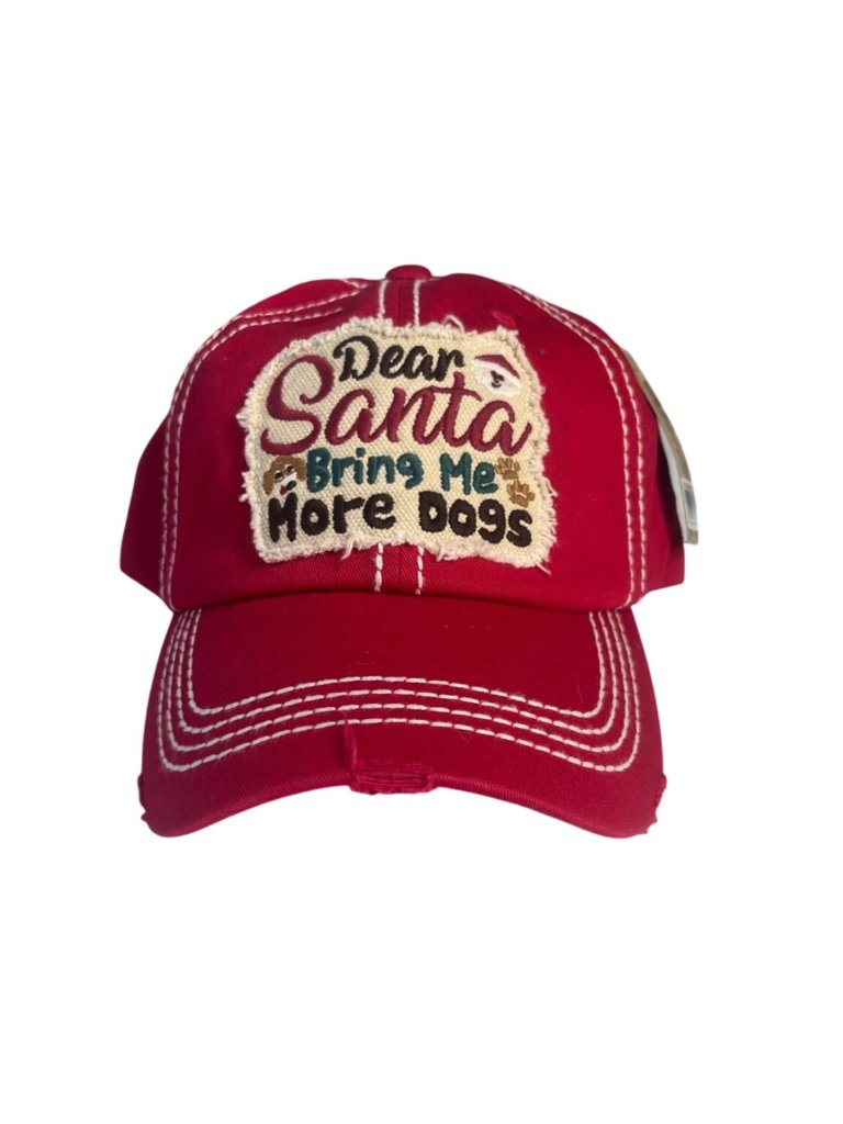 Dear Santa Bring Me More Dogs Baseball Cap Red New Kbethos Vintage Style
